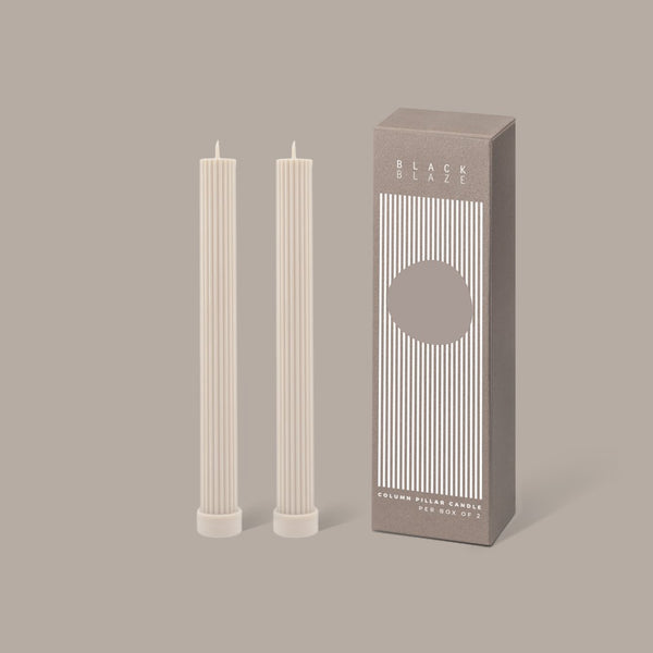 Column Pillar Candle Duo - Cream White