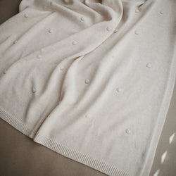 Knitted Textured Dots Baby Blanket - Off White Melange