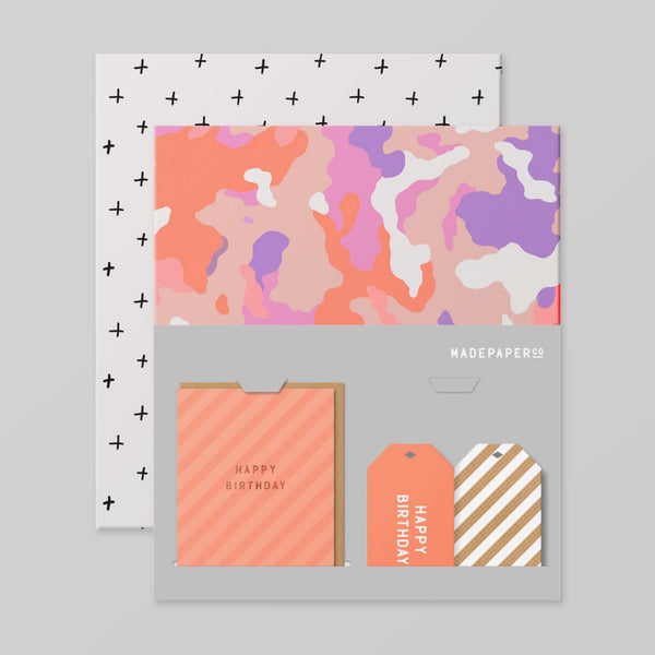Wrap, Card + Gift Tag Set - Camo and Crosses