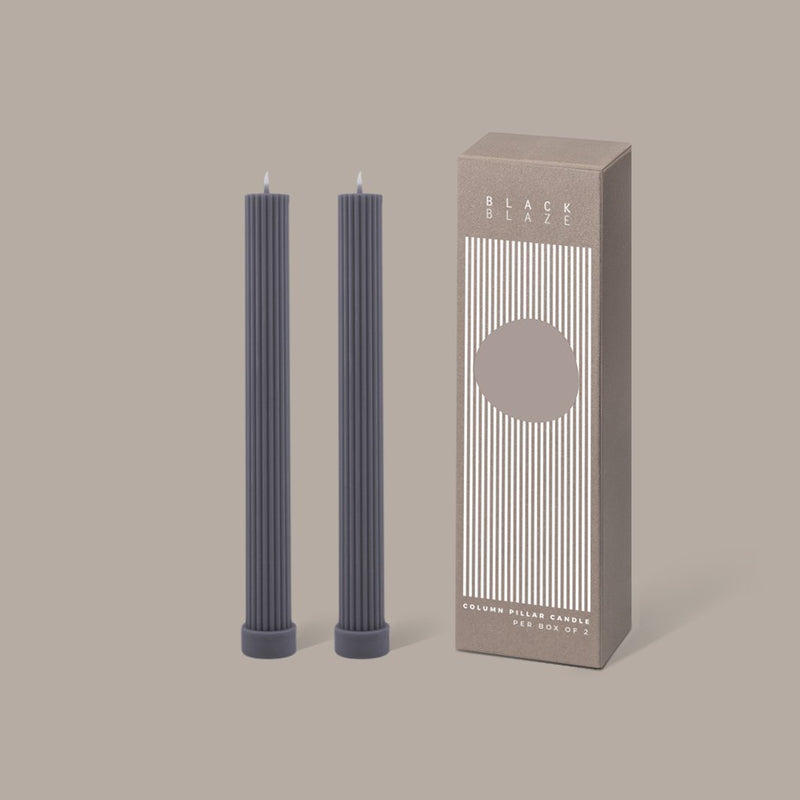 Column Pillar Candle Duo - Grey
