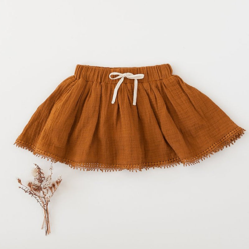 Dance And Play Muslin Skirt With Trim - Antique Gold