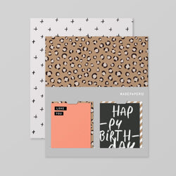 Wrap, Card + Gift Tag Set - Leopard and Crosses