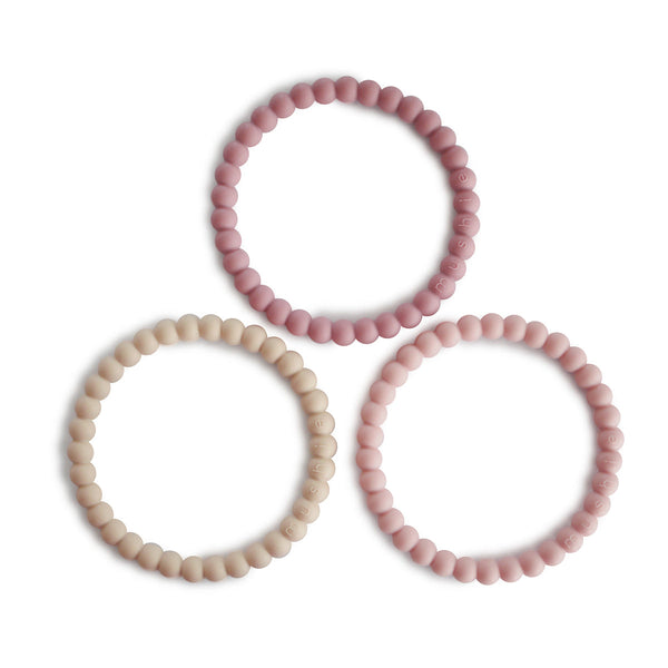 Pearl Teething Bracelet (Linen/Peony/Pale Pink)