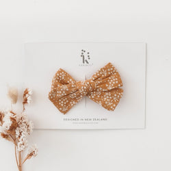 Melodie Tawny Floral Cotton Bow - Hairclip