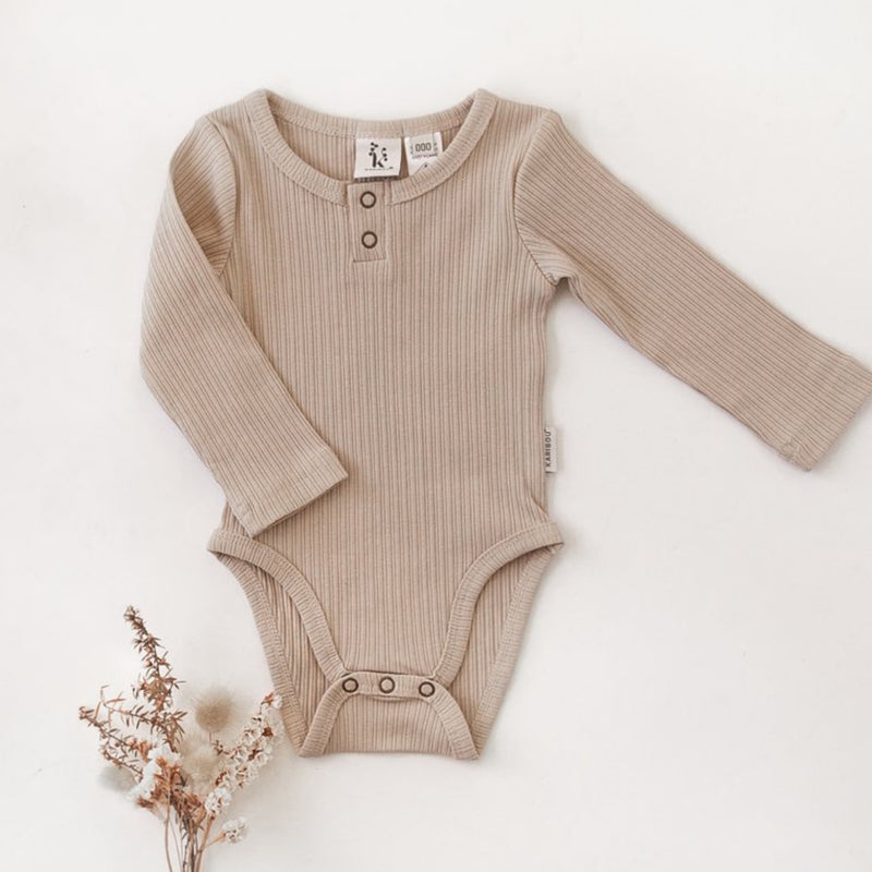 Willow Long Sleeve Cotton Bodysuit - Fawn