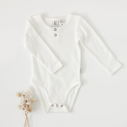 Willow Long Sleeve Waffle Cotton Bodysuit - Whipped Cream